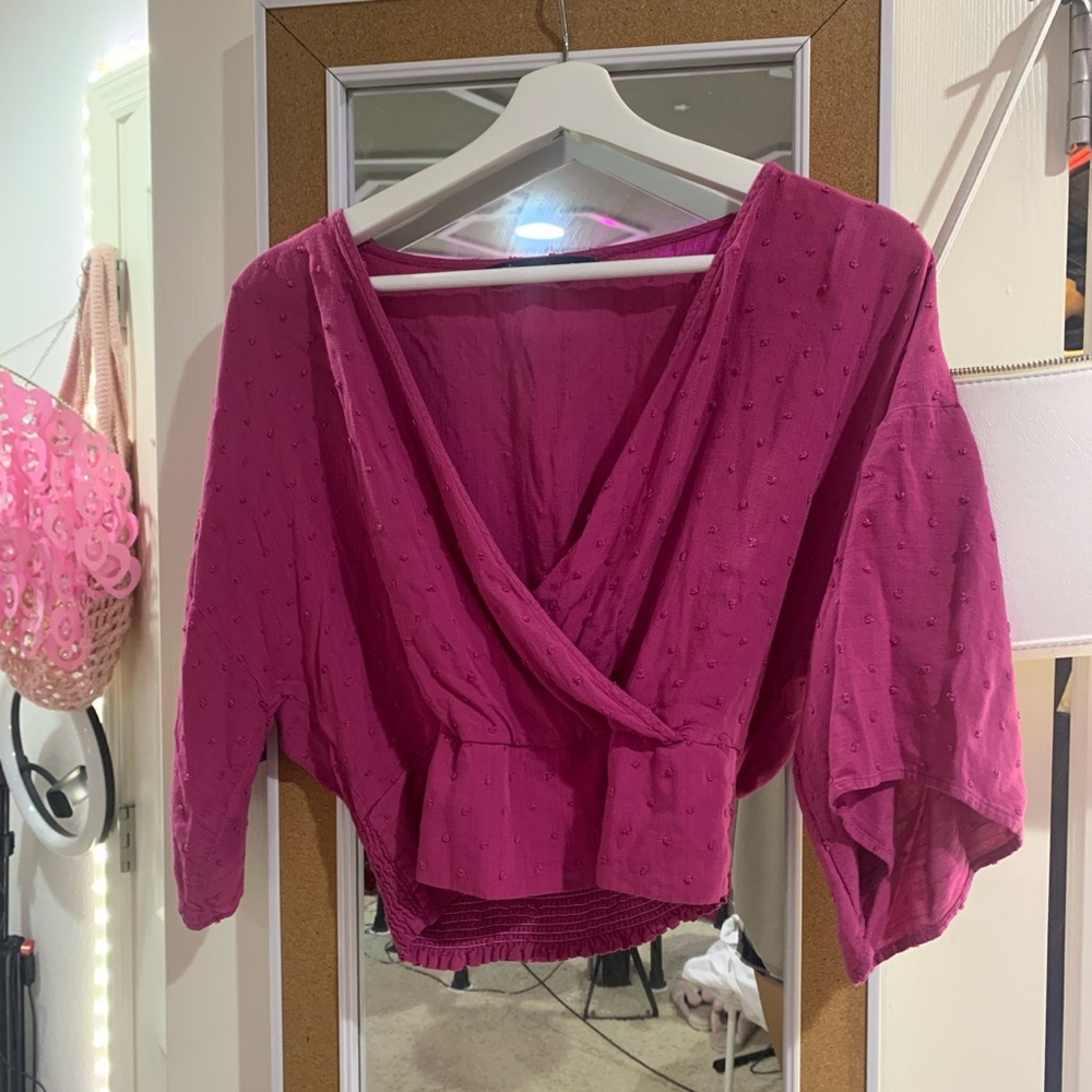 Pink blouse wrap top